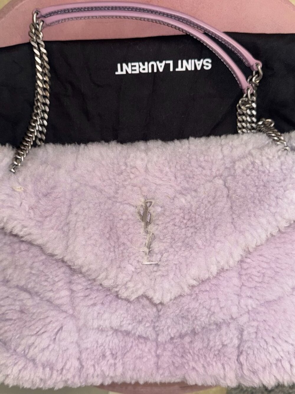 CLEAN Saint Laurent YSL Loulou Puffer Medium Shoulder Bag Dusty Lilac/Lavender